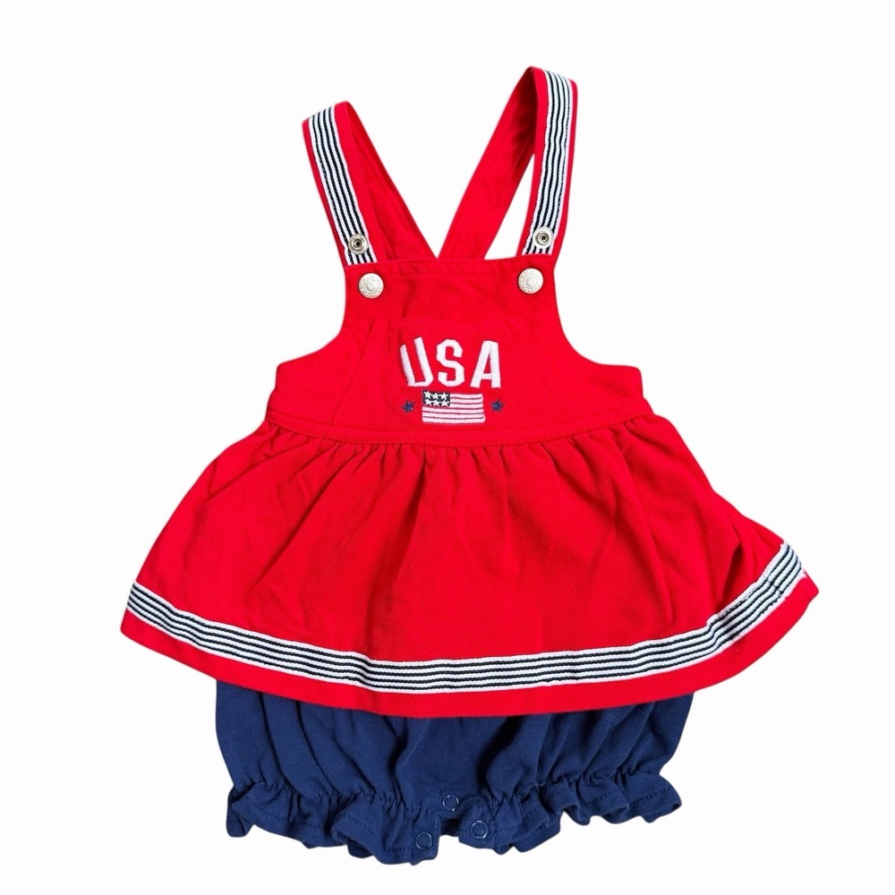 Hush puppies Baby Girl USA Patriotic One Piece Romper Dress Size 6/9‎ Months